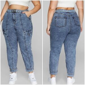 Fashion to Figure High Rise Belted Cargo Denim Jeans SZ 16
